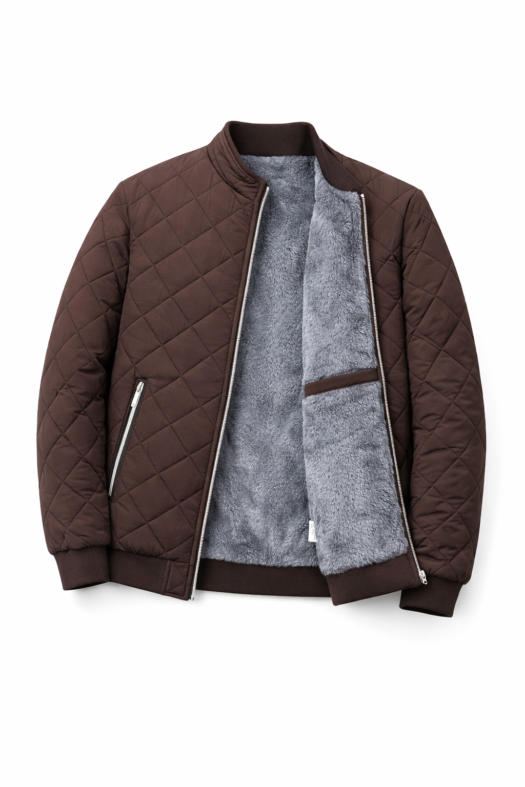 Men's Wine Red Fleece Lined Winter Jacket