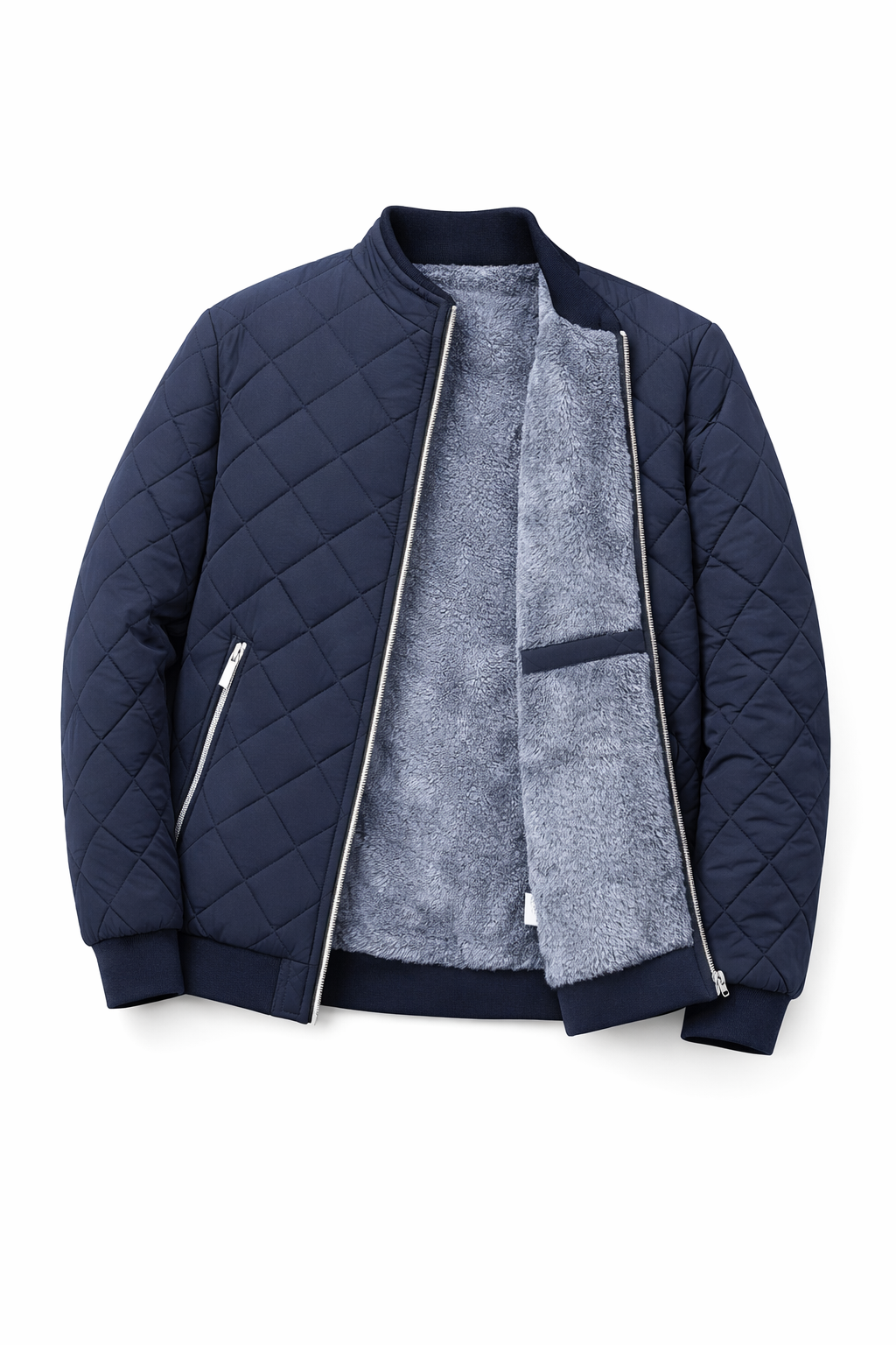 Men's Dark Blue Fleece Lined Winter Jacket