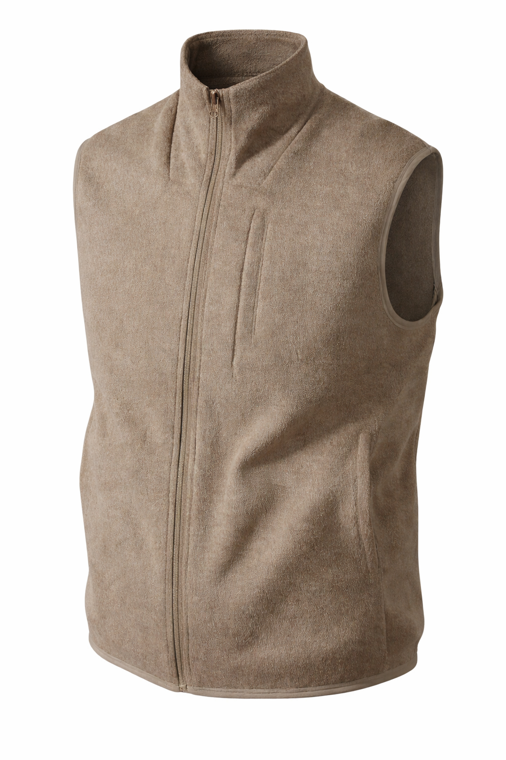 Thermal Fleece Jacket Color Amber Brown with short sleeved and wide pockets 