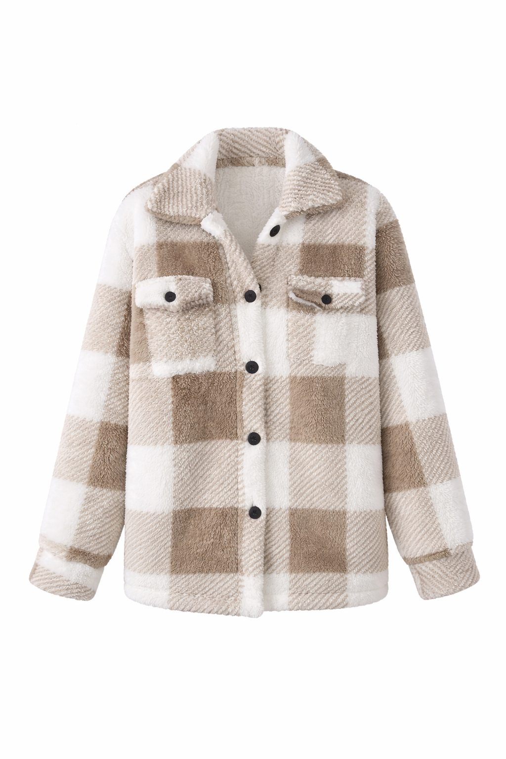 Soft Winter Jacket With Cozy Plush Interior For Warmth And Buttons Ups Color Khaki 