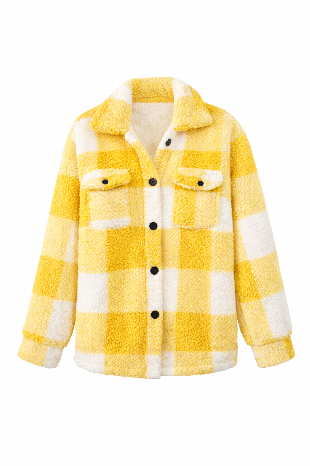 Soft Winter Jacket With Cozy Plush Interior For Warmth And Buttons Ups Color Yellow