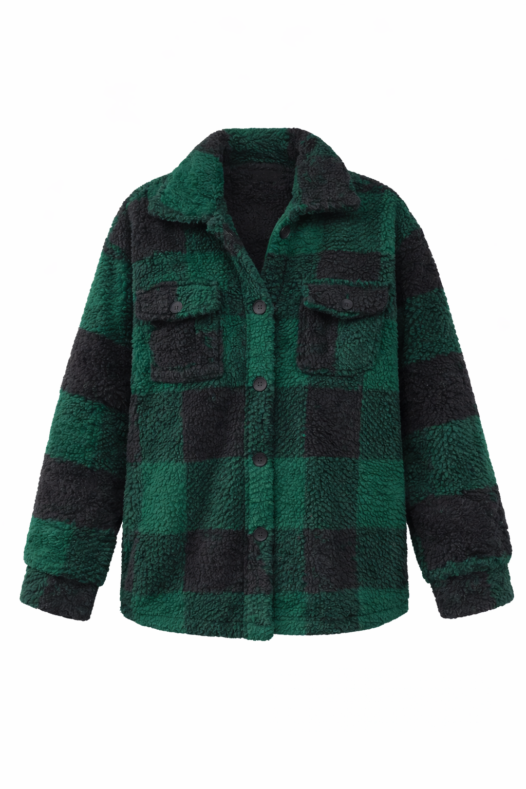 Soft Winter Jacket With Cozy Plush Interior For Warmth And Buttons Ups Color Dark Green 