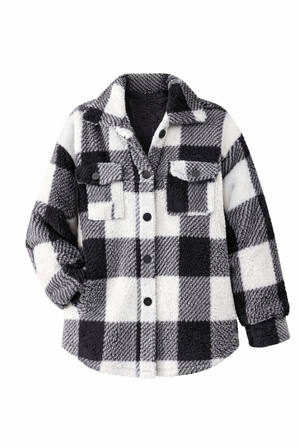 Soft Winter Jacket With Cozy Plush Interior For Warmth And Buttons Ups Color Black